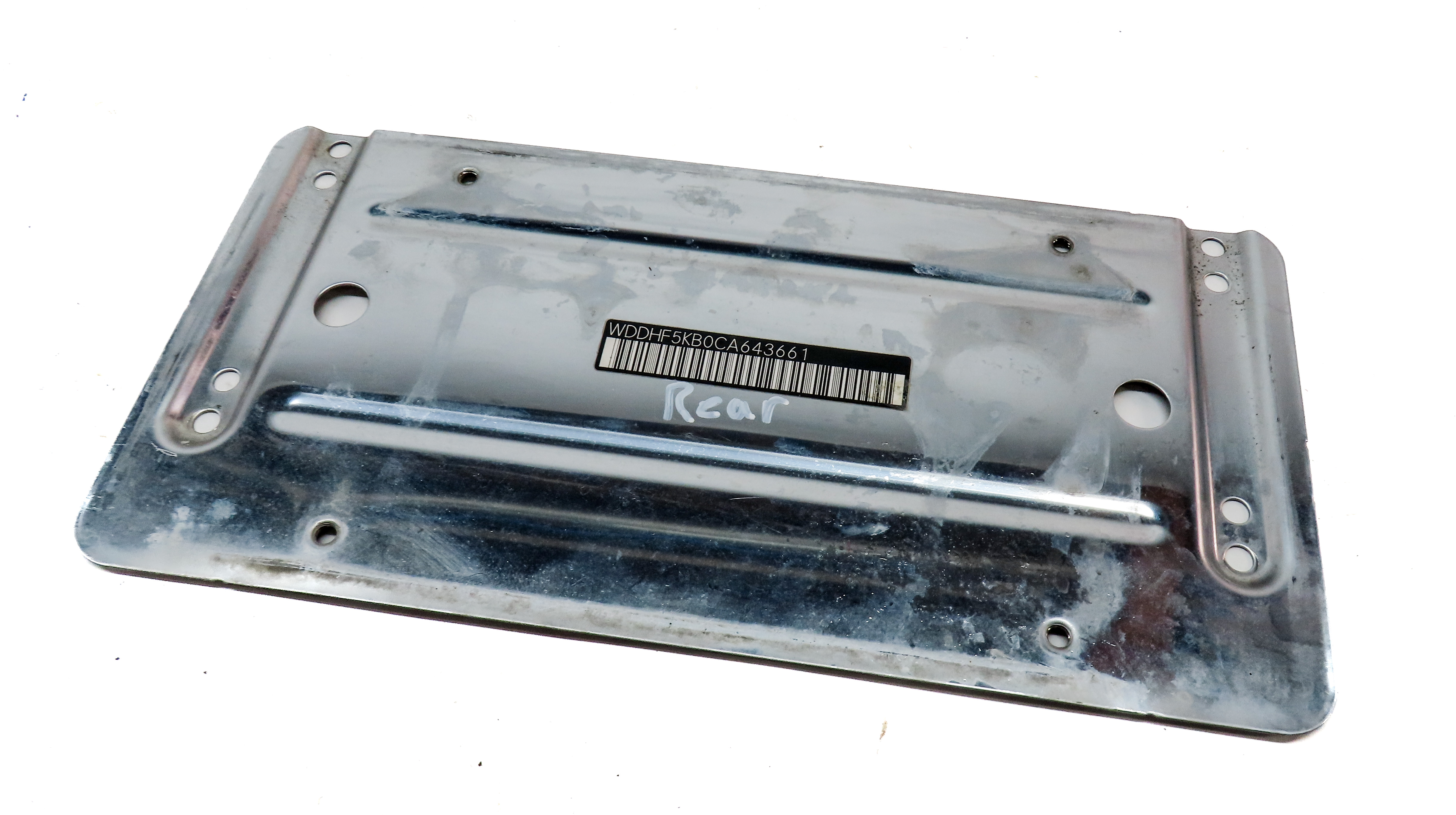 2012 MERCEDES E350 (W212) REAR TRUNK LID MOUNT LICENSE PLATE BRACKET (CHROME) — exact item pictured